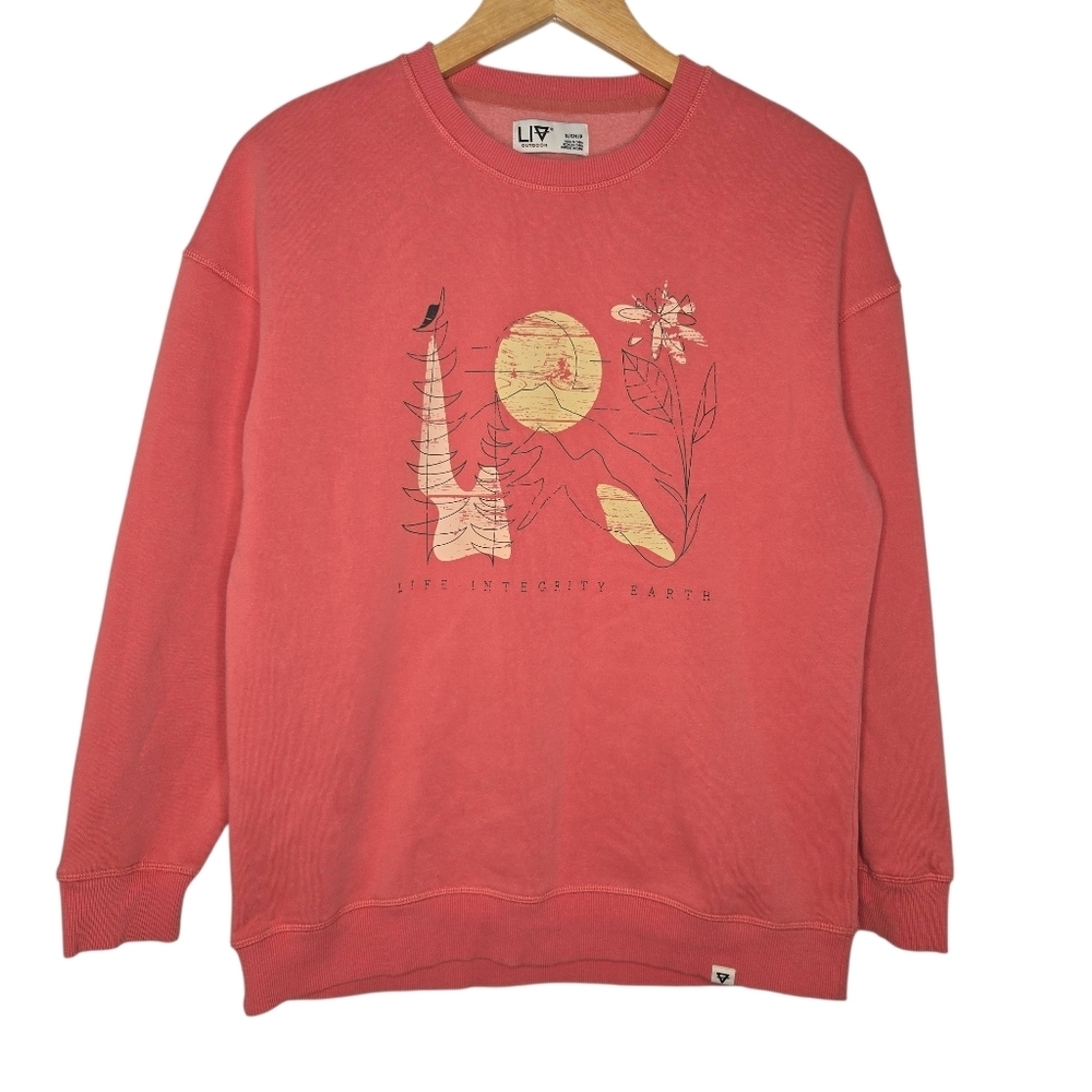 LIV Outdoor Womens Salmon Pink Graphic Crewneck Sweatshirt Size Small